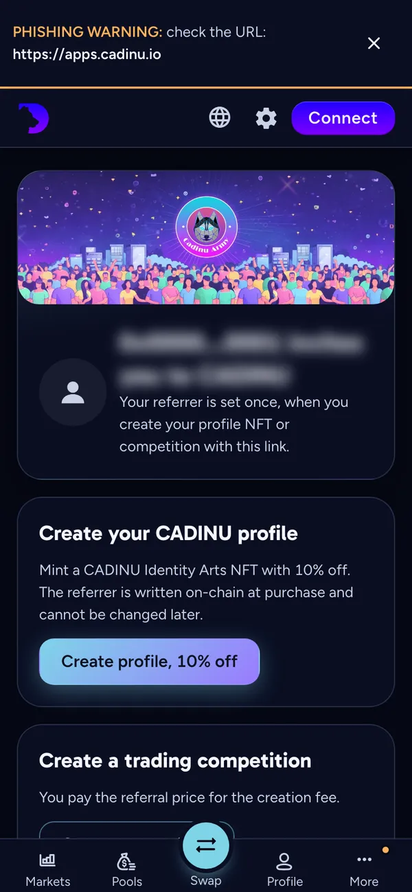 The referral landing page on a phone